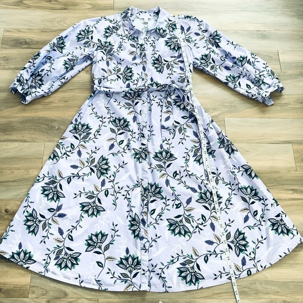 CHARTER CLUB Lavender Fields Floral Long Sleeve Belted Button Down Shirt Dress - Picture 7 of 8